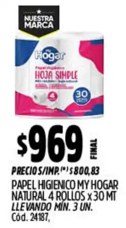 Supermercados Yaguar My hogar papel higienico natural oferta