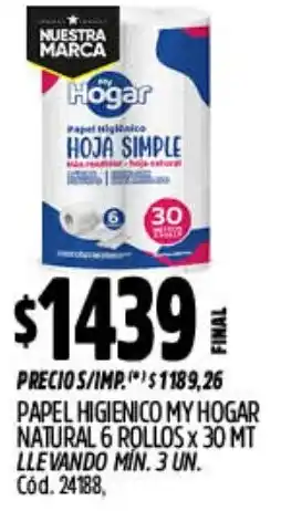 Supermercados Yaguar My hogar papel higienico natural oferta