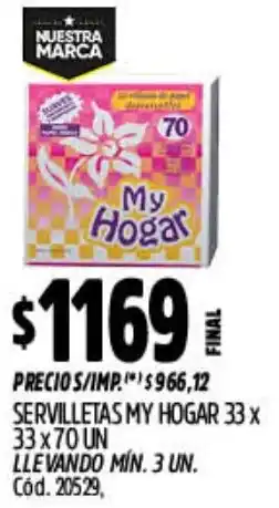 Supermercados Yaguar My hogar servilletas oferta