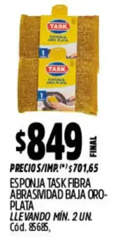 Supermercados Yaguar Task esponja fibra abrasividad baja oro-plata oferta