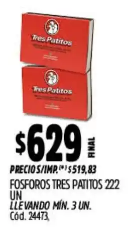 Supermercados Yaguar Tres patitos fosforos oferta
