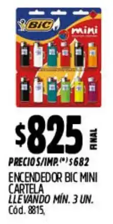 Supermercados Yaguar Bic encendedor mini cartela oferta