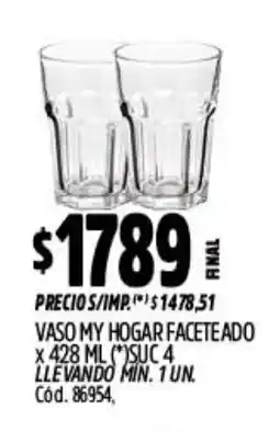 Supermercados Yaguar My hogar vaso faceteado oferta