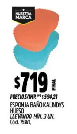 Supermercados Yaguar Kalindys esponja baño hueso oferta