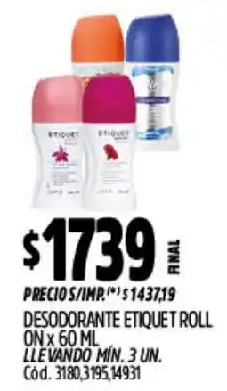 Supermercados Yaguar Etiquet desodorante roll on oferta