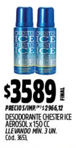Supermercados Yaguar Chester ice aerosol desodorante oferta