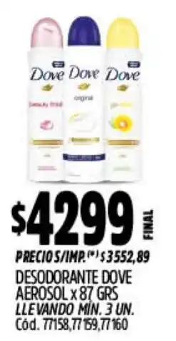 Supermercados Yaguar Dove desodorante aerosol oferta