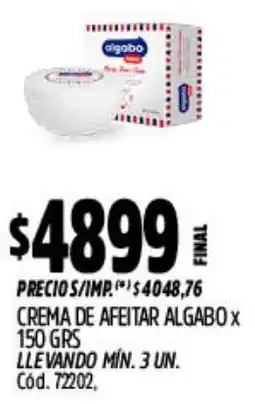 Supermercados Yaguar Algabo crema de afeitar oferta