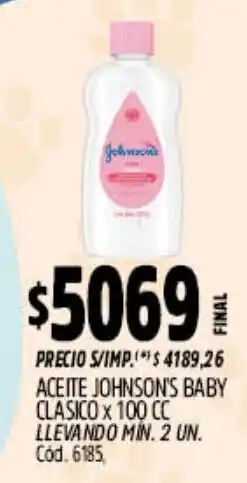 Supermercados Yaguar Johnson's baby aceite clasico oferta