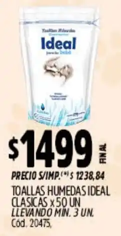 Supermercados Yaguar Ideal toallas humedas clasicas oferta