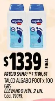 Supermercados Yaguar Algabo talco foot oferta