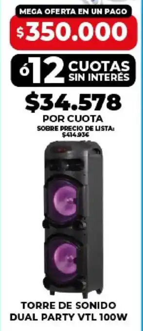 Torre de sonido dual party vtl
