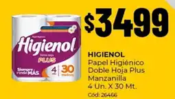 Diarco Higienol papel higiénico doble hoja plus manzanilla oferta
