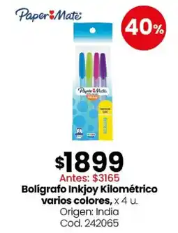 Coto Paper mate bolígrafo inkjoy kilométrico varios colores oferta