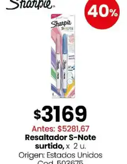 Coto Sharpie resaltador s-note surtido oferta