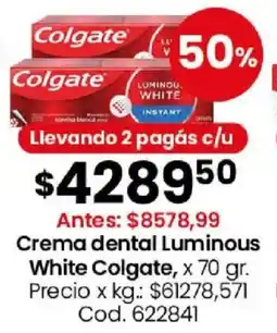 Coto Colgate crema dental luminous white oferta