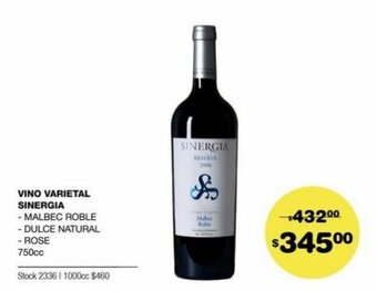 Atomo Conviene Vino Varietal Sinergia 750cc oferta