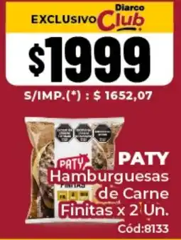 Diarco Paty hamburguesas de carne finitas oferta