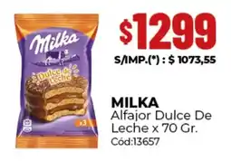 Diarco Milka alfajor dulce de leche oferta