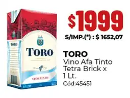 Diarco Toro vino afa tinto tetra brick oferta