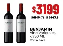 Diarco Benjamin vino varietales oferta