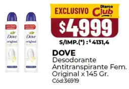 Diarco Dove desodorante antitranspirante fem. original oferta