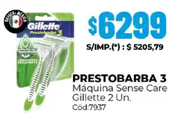 Diarco Gillette prestobarba 3 máquina sense care oferta