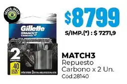 Diarco Gillette match3 repuesto carbono oferta
