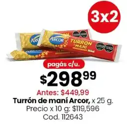 Coto Arcor turrón de maní oferta