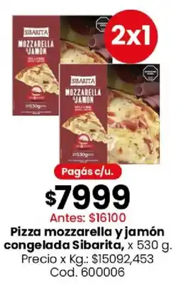 Coto Sibarita pizza mozzarella y jamón congelada oferta