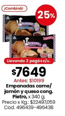 Coto Pietro empanadas carne/ jamón y queso cong. oferta