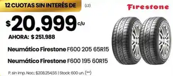 Firestone neumático F600 205 65R15