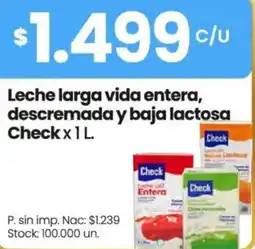 Changomas Check leche larga vida entera, descremada y baja lactosa oferta