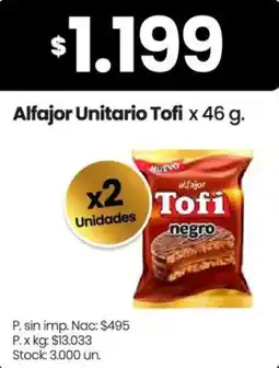 Changomas Alfajor unitario tofi oferta