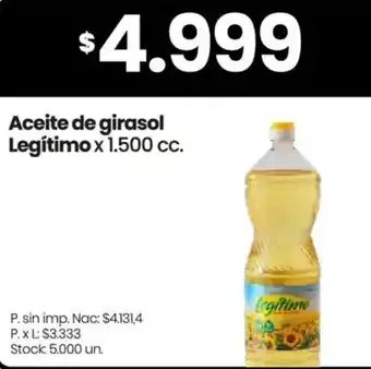 Changomas Legítimo aceite de girasol oferta