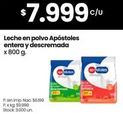 Changomas Apóstoles leche en polvo entera y descremada oferta