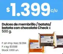 Changomas Check dulces de membrillo/batata/ batata con chocolate oferta