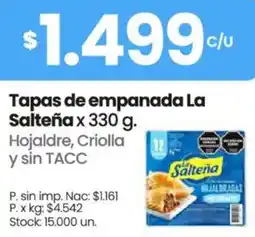 Changomas La salteña tapas de empanada oferta