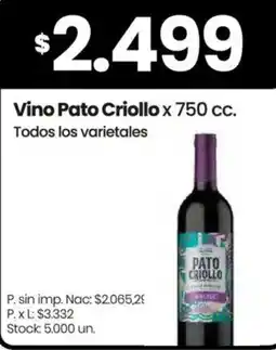 Changomas Pato criollo vino oferta