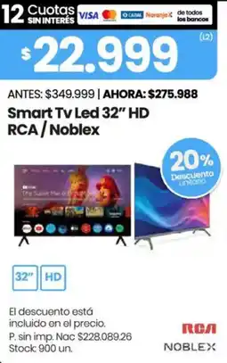 Changomas Rca/ noblex smart tv led 32" hd oferta