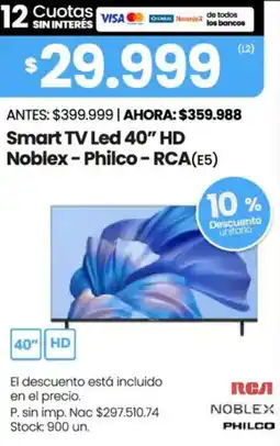 Changomas Rca /noblex/ philco smart tv led 40" hd oferta