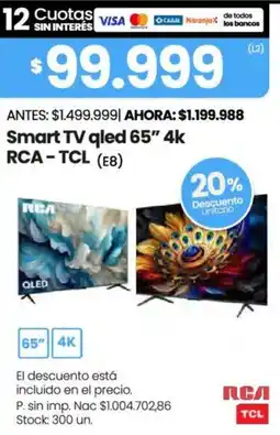 Changomas Rca/tcl smart tv qled 65" 4k oferta