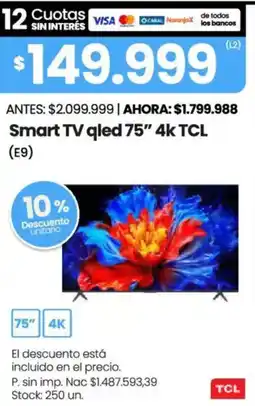 Changomas Tcl smart tv qled 75" 4k oferta