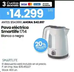 Changomas Smartlife 1714 pava eléctrica blanco o negro oferta