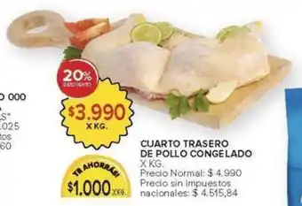 Cuarto trasero de pollo congelado