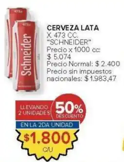 Carrefour Schneider cerveza lata oferta