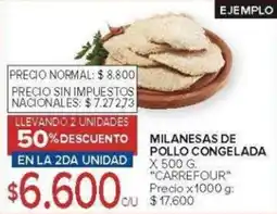 Carrefour Carrefour milanesas de pollo congelada oferta