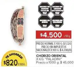 Carrefour Paladini chorizo oriental oferta