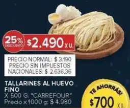 Carrefour Carrefour tallarines al huevo fino oferta