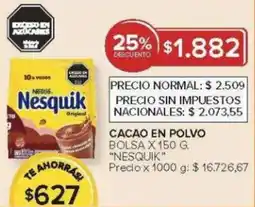 Carrefour Nestlé nesquik cacao en polvo bolsa oferta